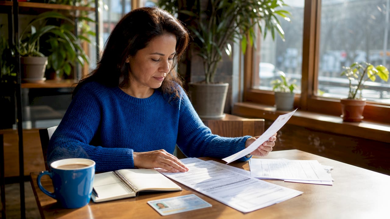 1780717874358_Person-organizing-bail-bond-documents-at-kitchen-table-1 Person organizing bail bond documents at kitchen table