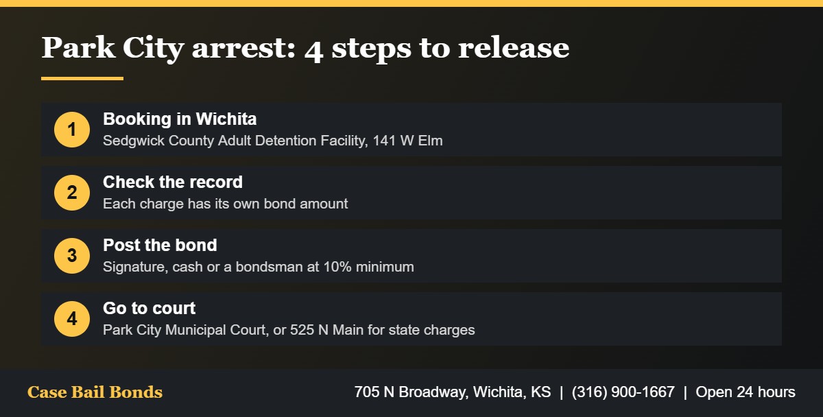 Four steps for bail bonds in Park City KS from booking in Wichita to the court date