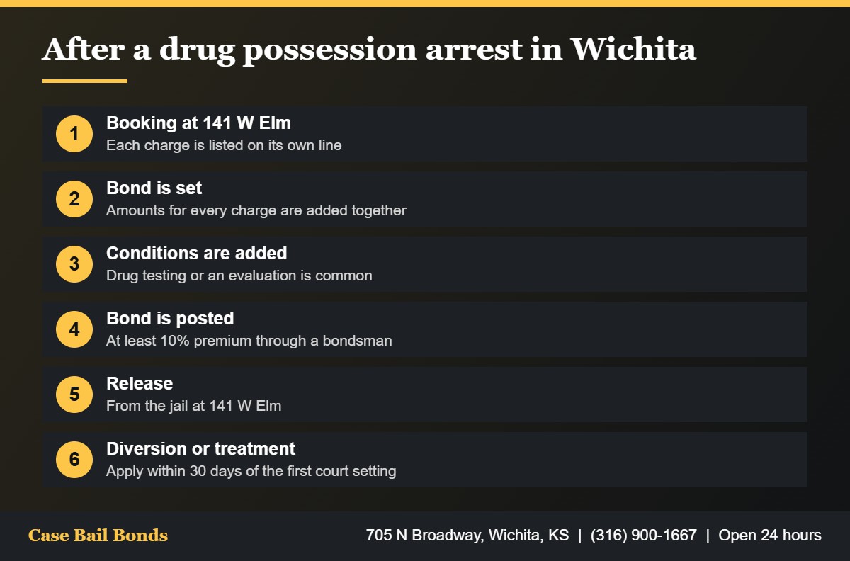 Steps after a drug possession arrest in Wichita from booking to diversion or treatment