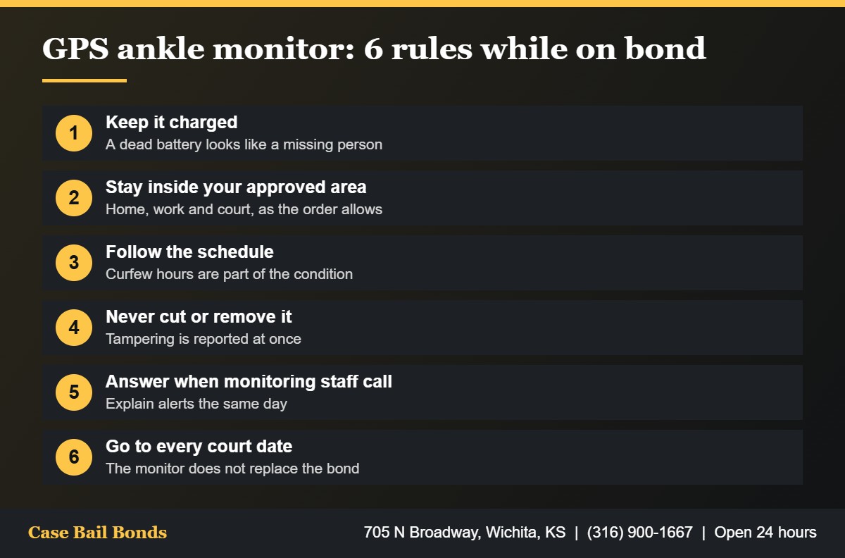 Six rules for a GPS ankle monitor worn as a bond condition in Wichita