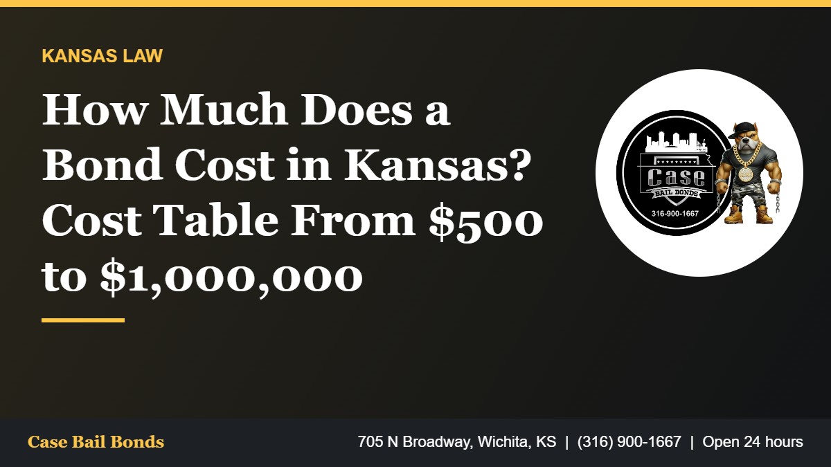 How much does a bond cost in Kansas table by bond amount