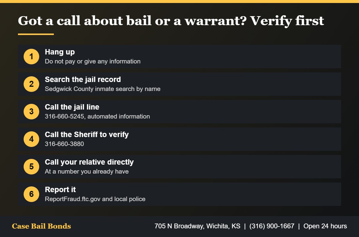 Steps to verify jail scam calls in Wichita by checking the inmate search and calling the Sheriff