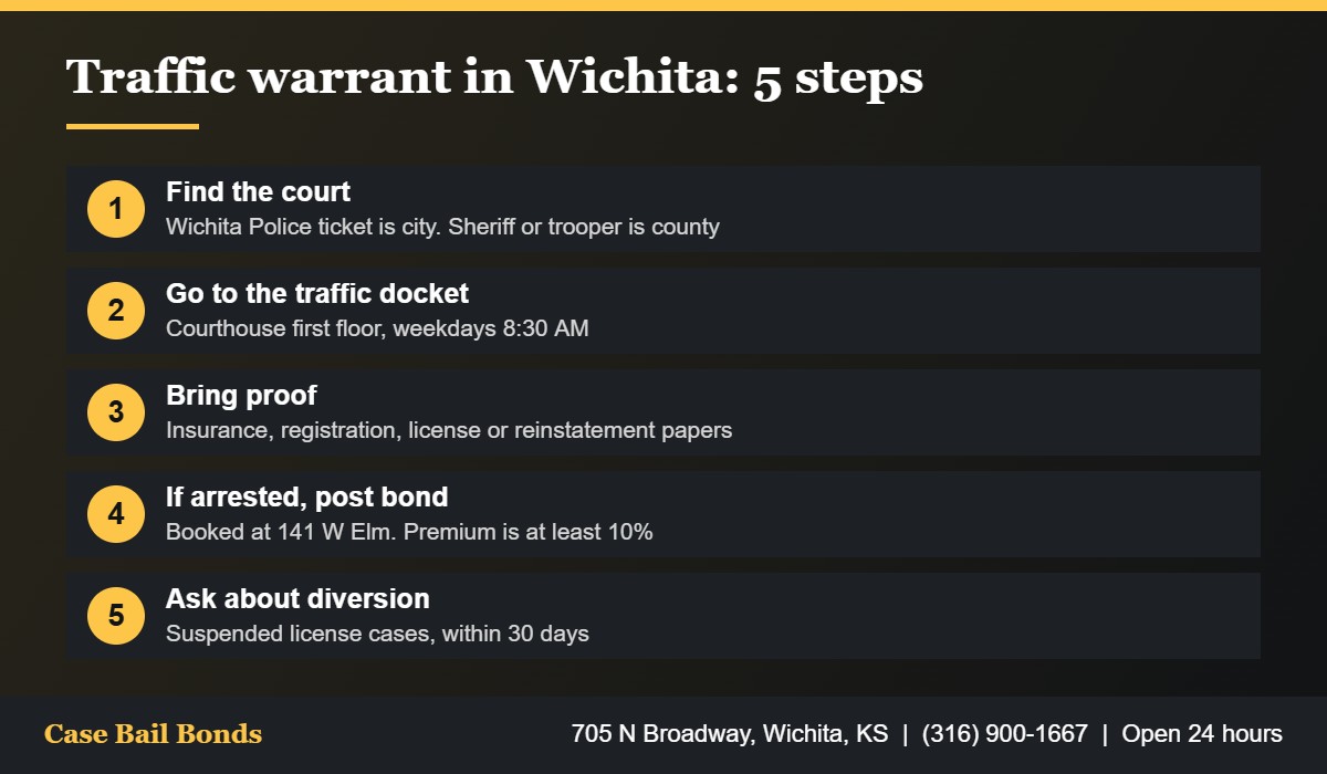 Five steps to handle a traffic warrant in Wichita from finding the court to keeping the new court date